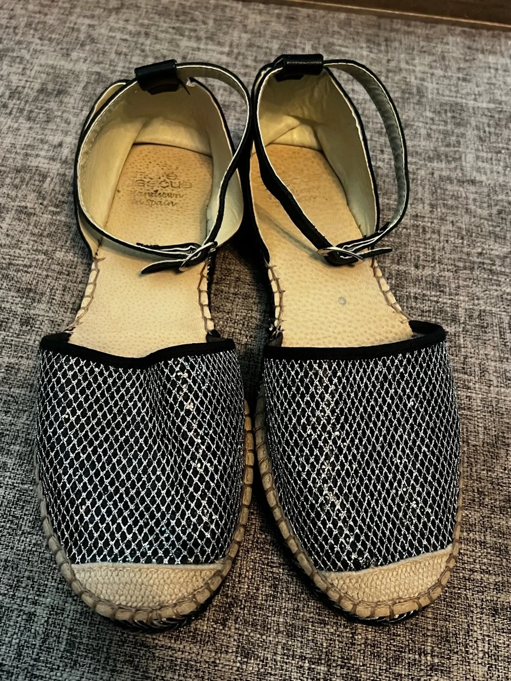 Andre Assous Spain Handsewn Espadrille Ankle Strap Flats EU 39